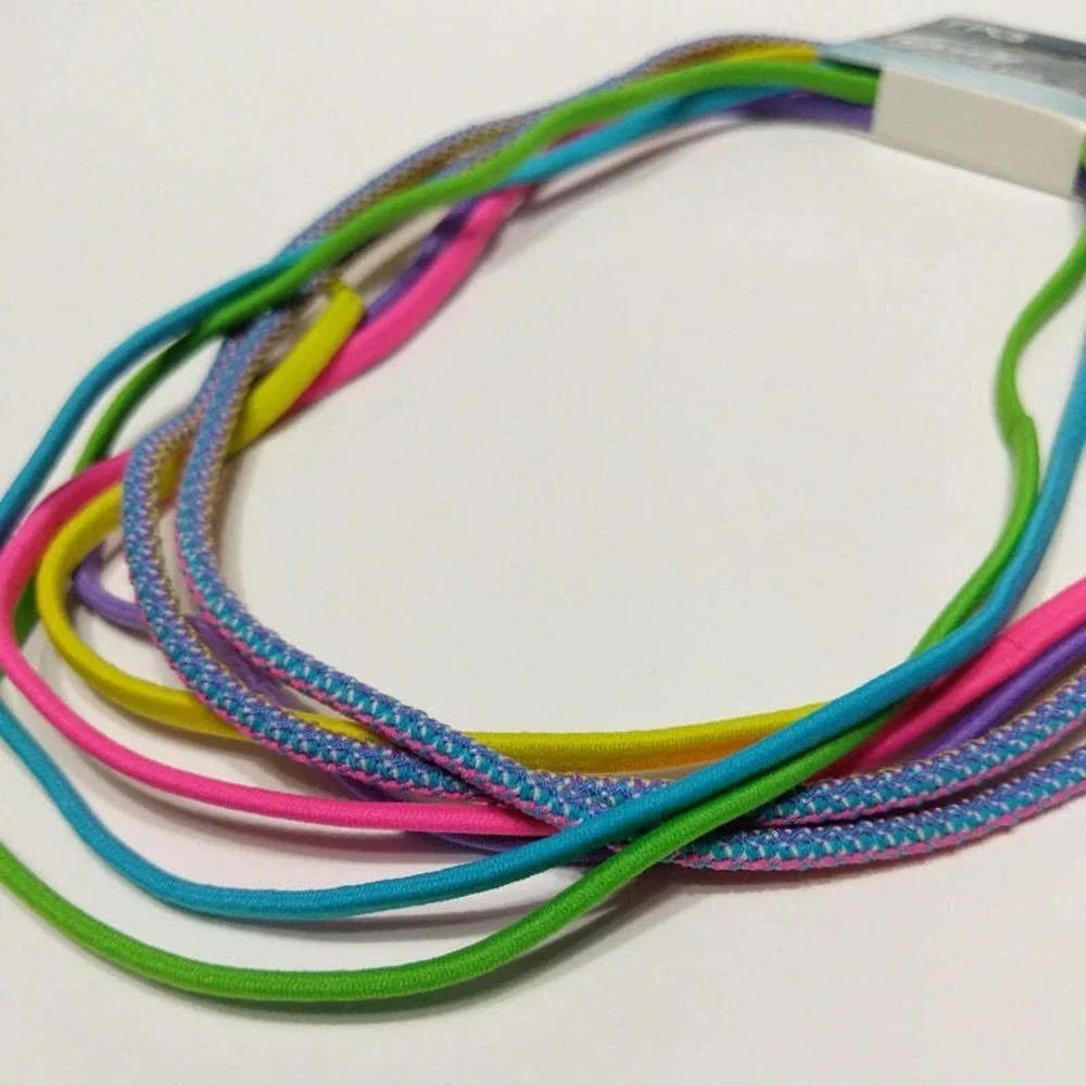 Goody Ouchless Elastic Headband Bright Aqua Green Purple Pink Yellow Multi 7pcs